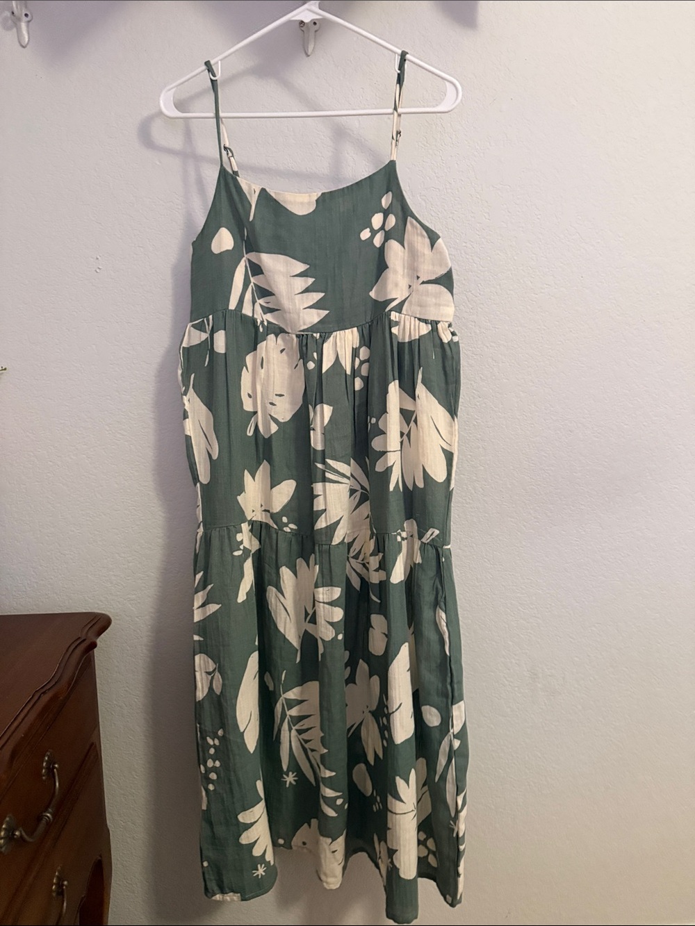 O'Neill Green Maxi Dress with Cream Floral Print